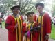 Tiga wisudawan program Magister UPH dari PT Link Net, Tbk yaitu Imaniati Teguh Putranti, Leo Borise, dan Kafin yang dilantik di Wisuda UPH November 2019