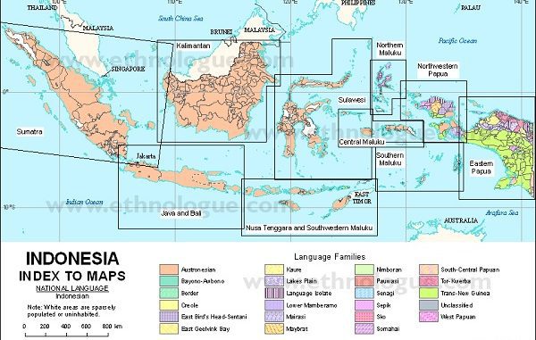 Peta Sebaran Bahasa Daerah di Indonesia