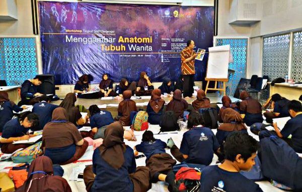 program menggambar bersama dengan peserta para pelajar tingkat SMP se-Jabodetabek di Museum Basoeki Abdullah, Rabu, 26 Februari 2020