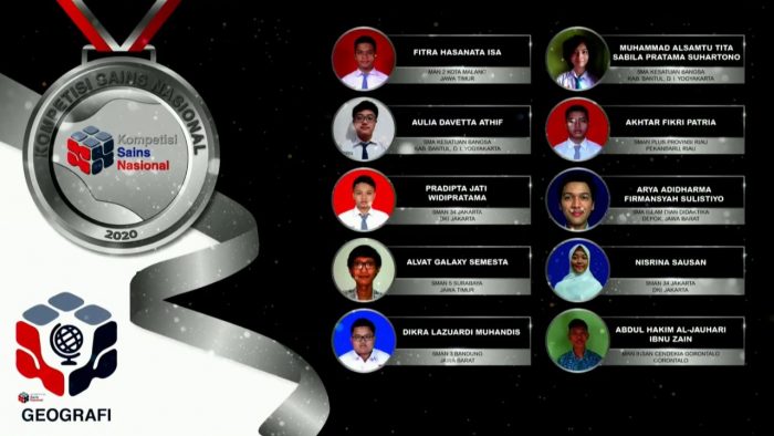 Para pemenang peraih medali perak KSN jenjang SMA Bidang Geografi 2020