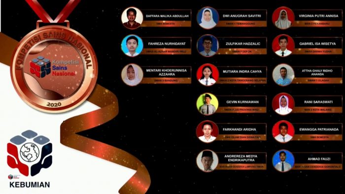 Para pemenang peraih medali perunggu KSN jenjang SMA Bidang Kebumian 2020