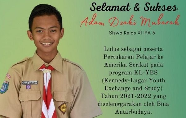 Siswa kelas XI IPA MAN Insan Cendekia Kota Batam, Adam Dzaki Mubarak