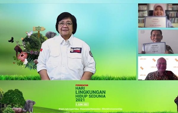 Menteri Lingkungan Hidup dan Kehutanan Republik Indonesia, Siti Nurbaya Bakar mengumumkan dua pemenang Climate Adaptation Challenge (CAC) 2021 secara virtual