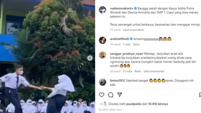 Tangkapan layar postingan Mendikbudristek Nadiem Makarim. (@nadiemmakarim)