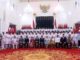 Presiden Jokowi saat mengukuhkan Paskibraka di Istana Negara, Jakarta, Selasa (15/08/2023).