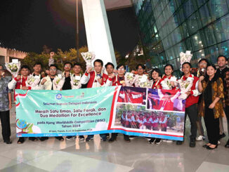 Penyambutan Delegasi Indonesia pada ajang WSC 2024 di Terminal 3 Bandara Soekarno-Hatta. (dok.puspresnas)