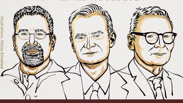 Daron Acemoglu, Simon Johnson, dan James Robinson meraih Hadiah Nobel Ekonomi 2024. (nobelprize.org)